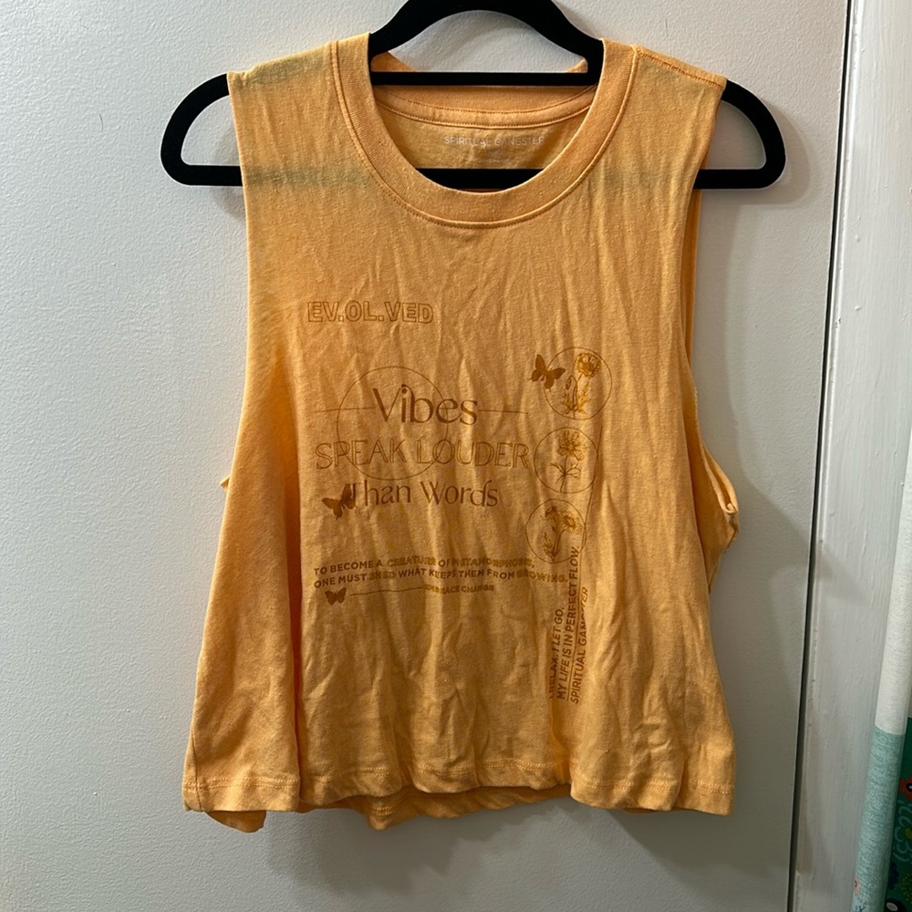 Women's Yellow Graphic Muscle Tank Top